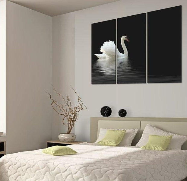 Stretched Canvas Animal Art - A Lonely White Swan