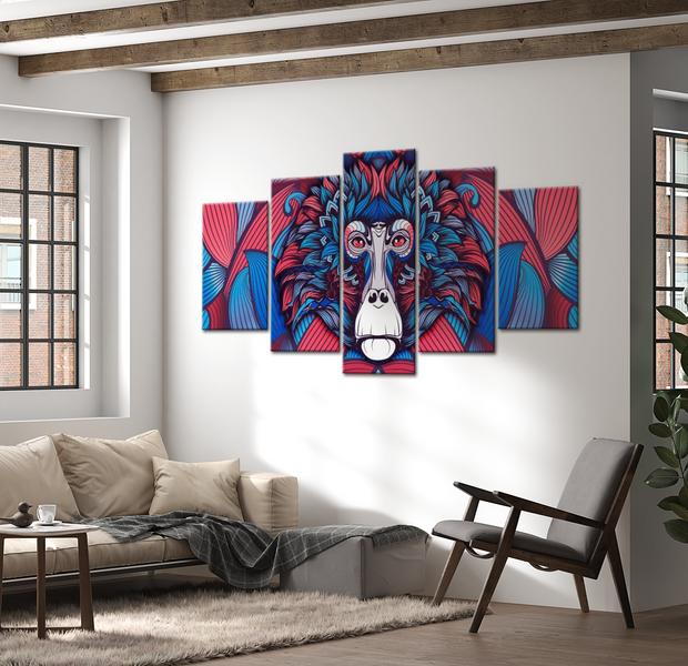 Animal Canvas Wall Art - Abstract Monkey - 5 Pieces