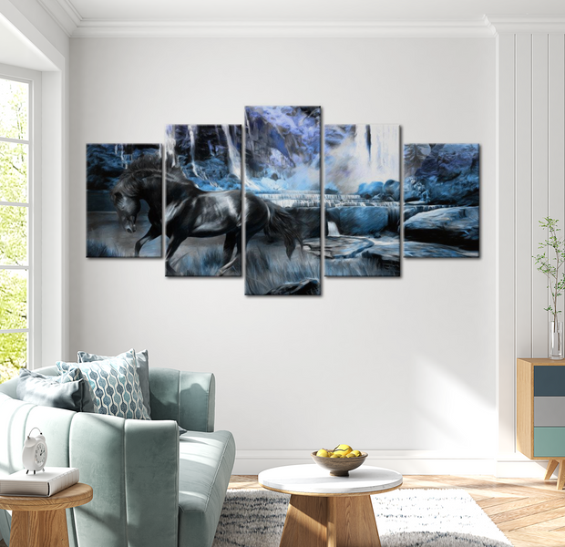 Animal Canvas Wall Art - Azure Waterfall - 5 Pieces