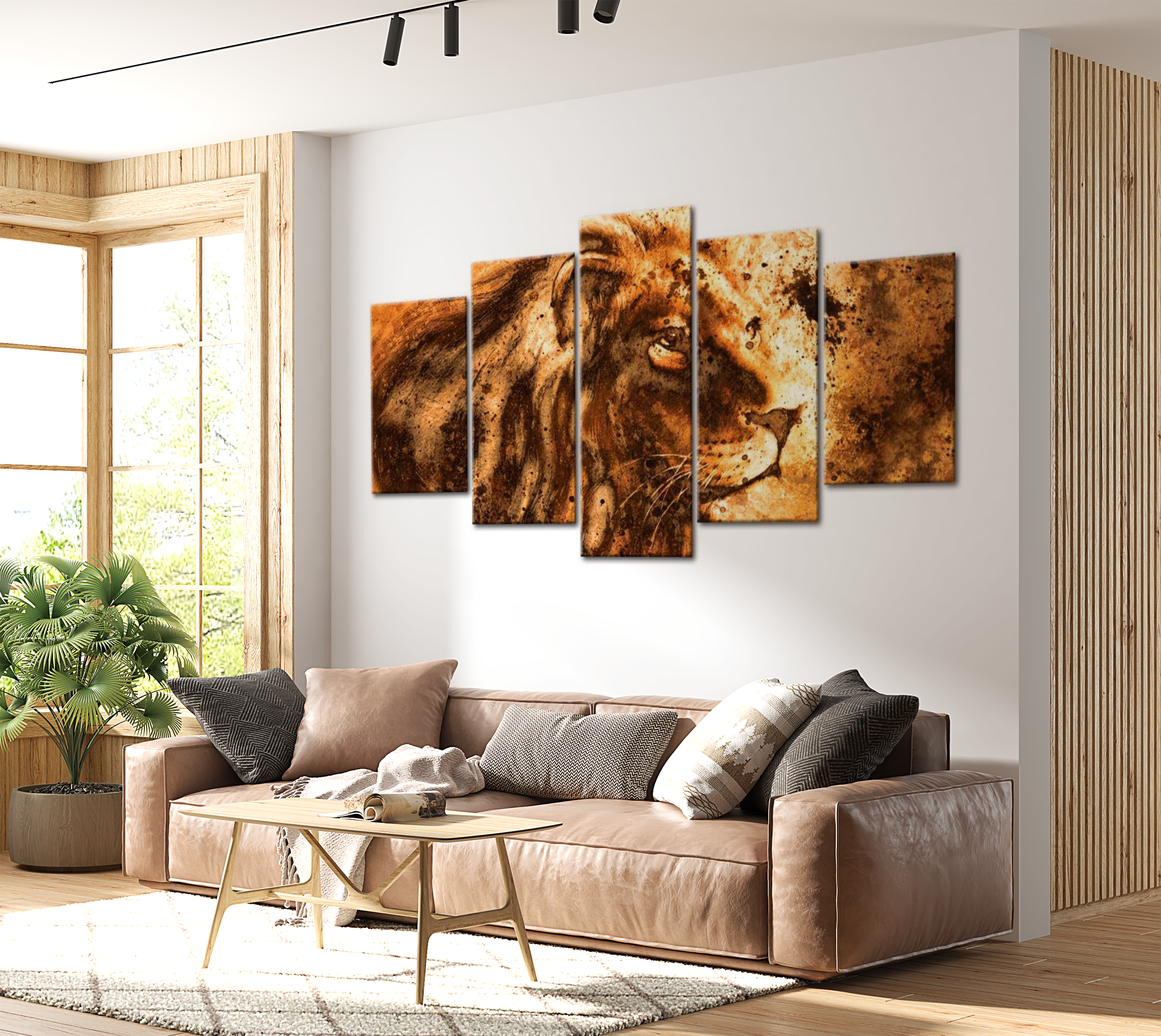 Animal Canvas Wall Art - Beautiful Lion - 5 Pieces