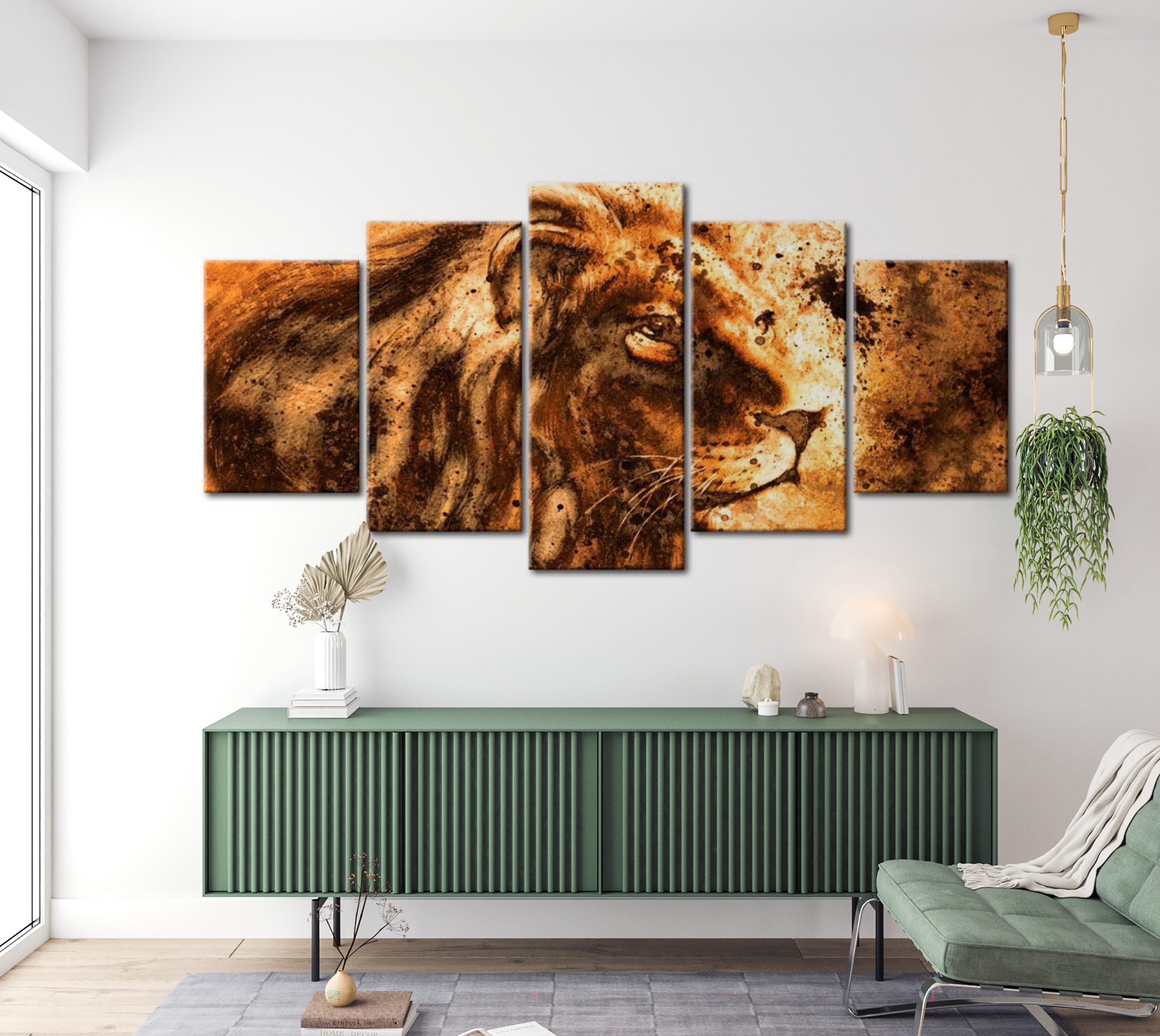 Stretched Canvas Animal Art - Beautiful Lion 40"Wx20"H