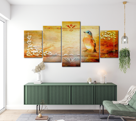 Animal Canvas Wall Art - Bird Thoughts - 5 Pieces