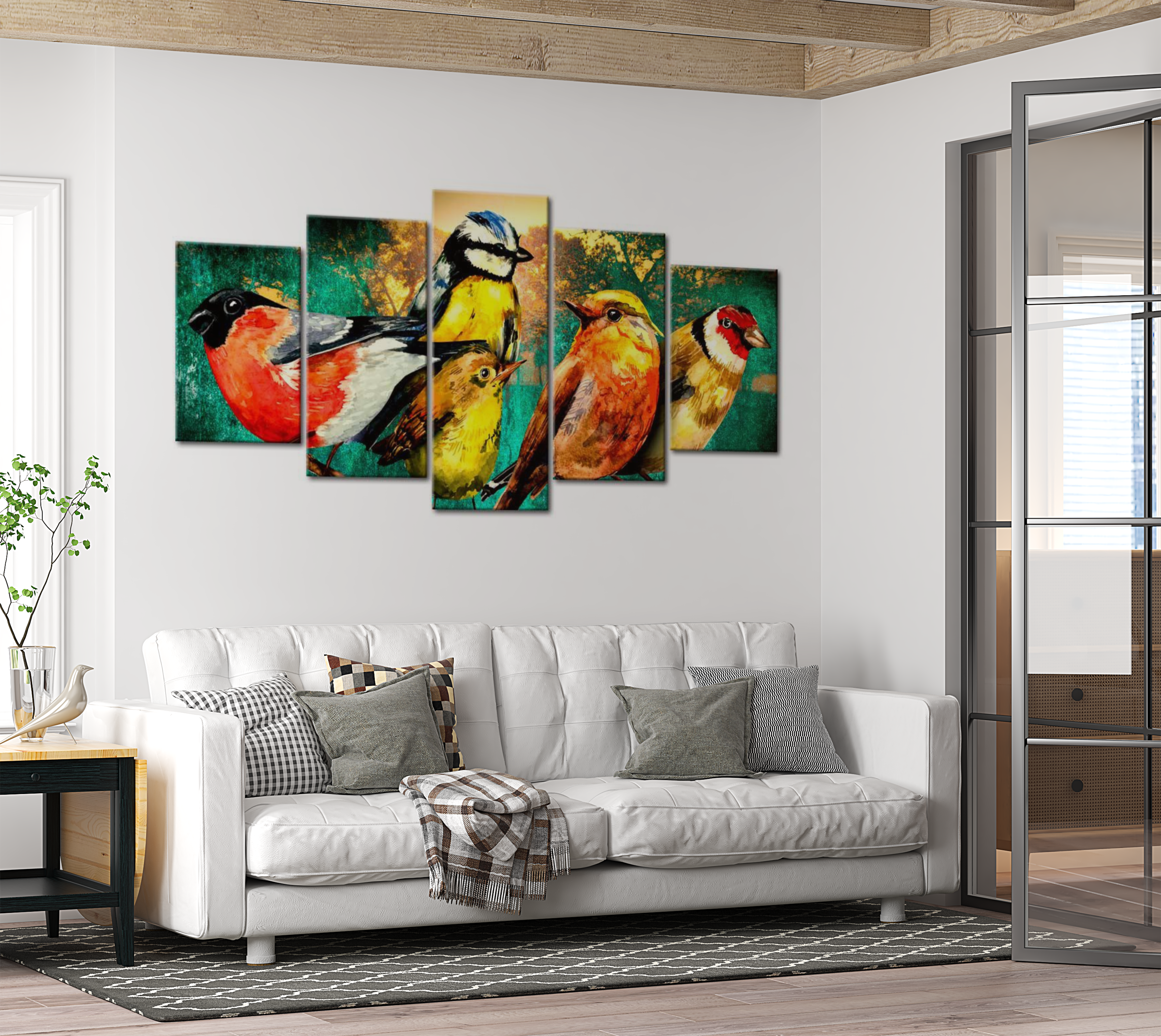 Stretched Canvas Animal Art - Birds Meeting 40"Wx20"H