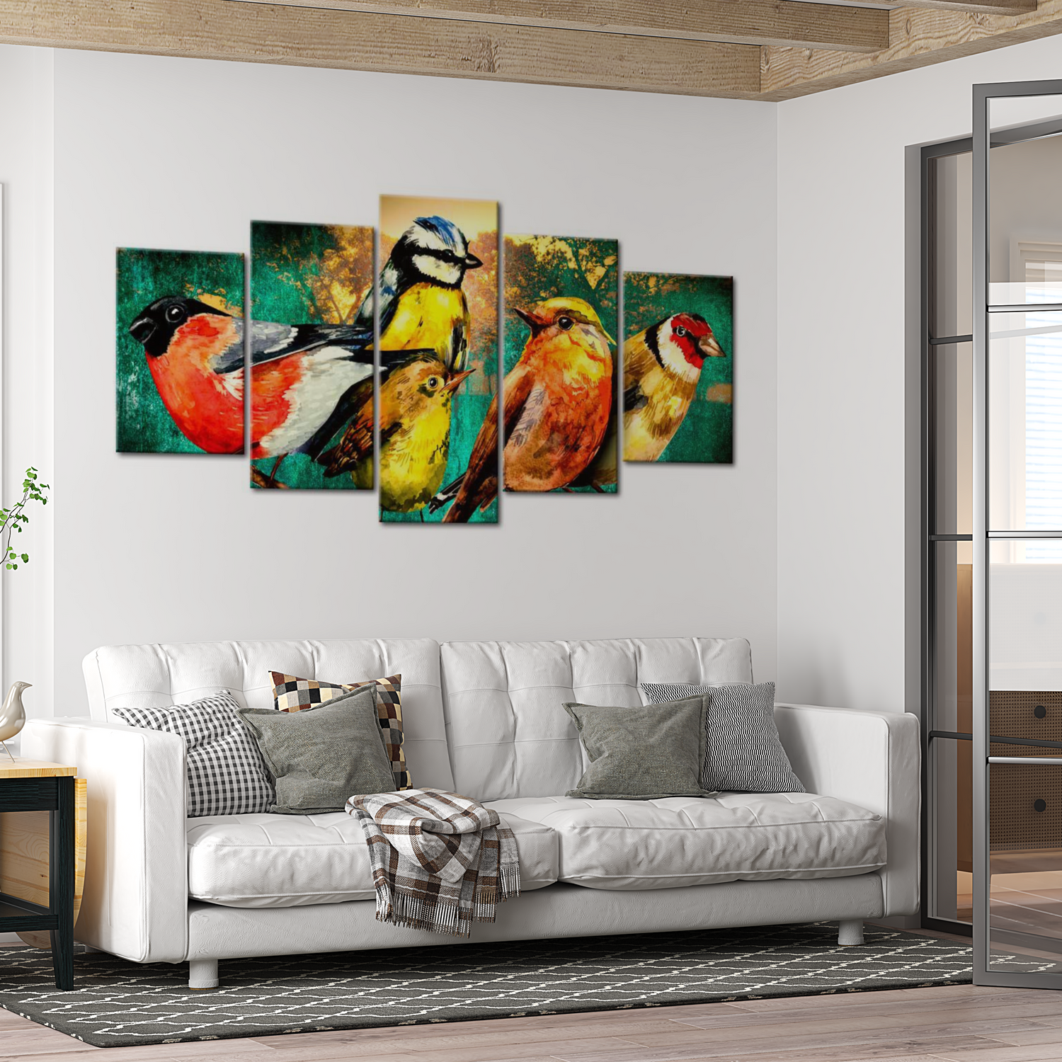 Stretched Canvas Animal Art - Birds Meeting 40"Wx20"H