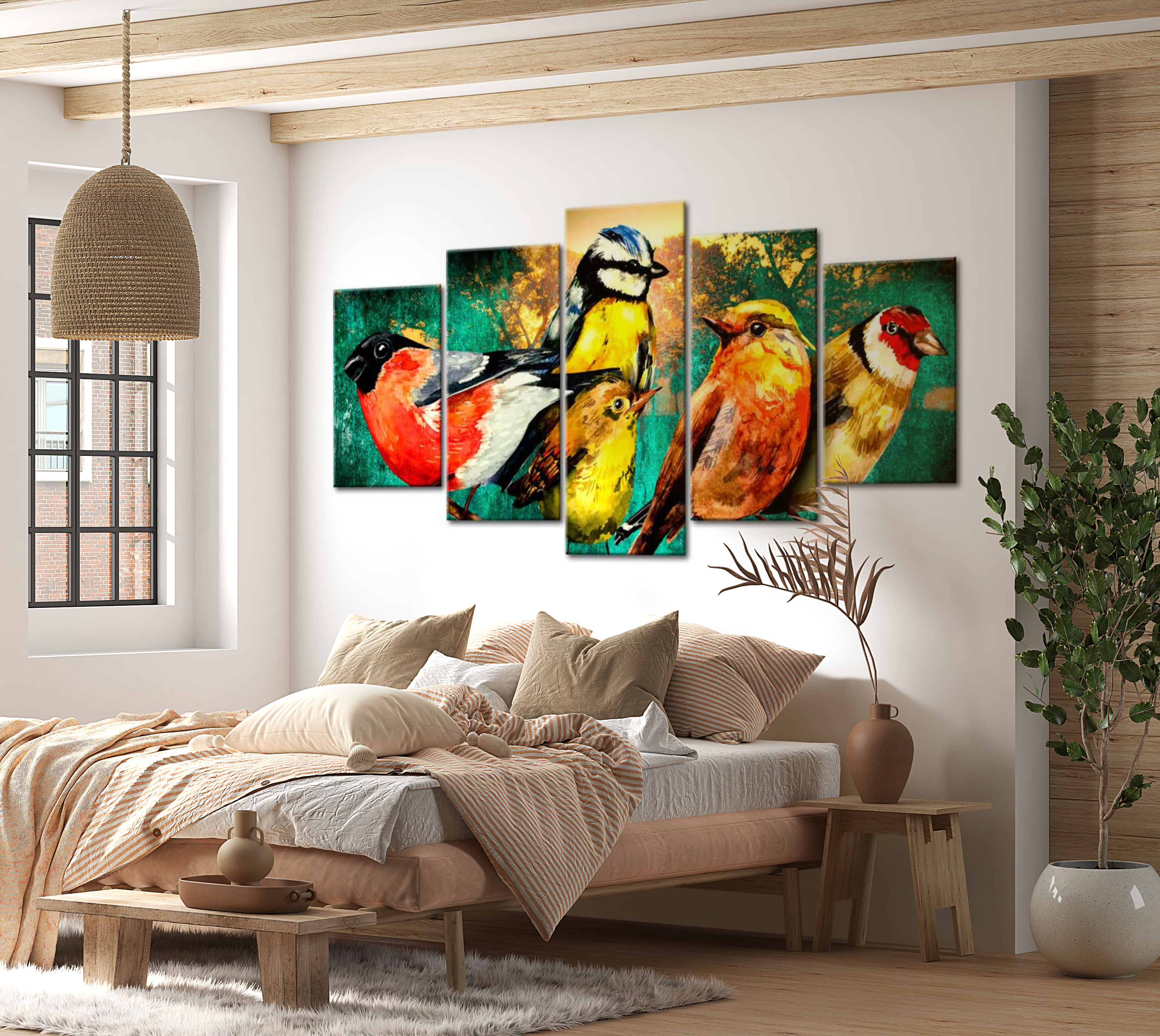 Stretched Canvas Animal Art - Birds Meeting 40"Wx20"H