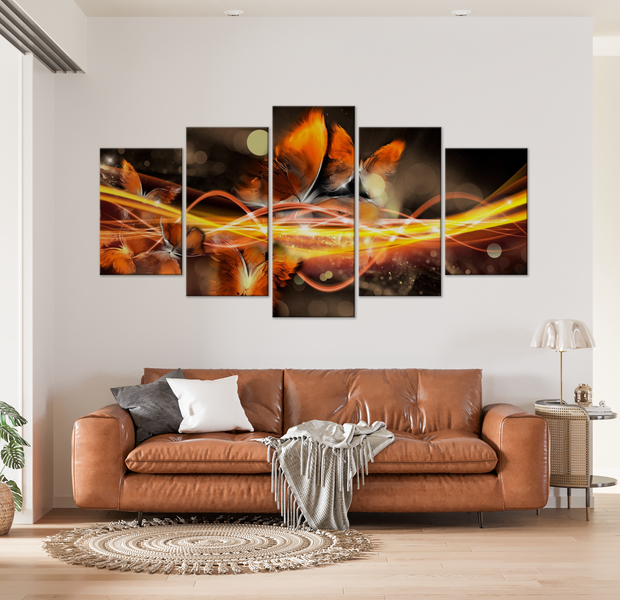 Animal Canvas Wall Art - Bright  Butterflies - 5 Pieces