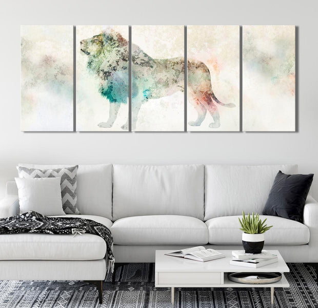 Stretched Canvas Animal Art - Colourful King Narrow