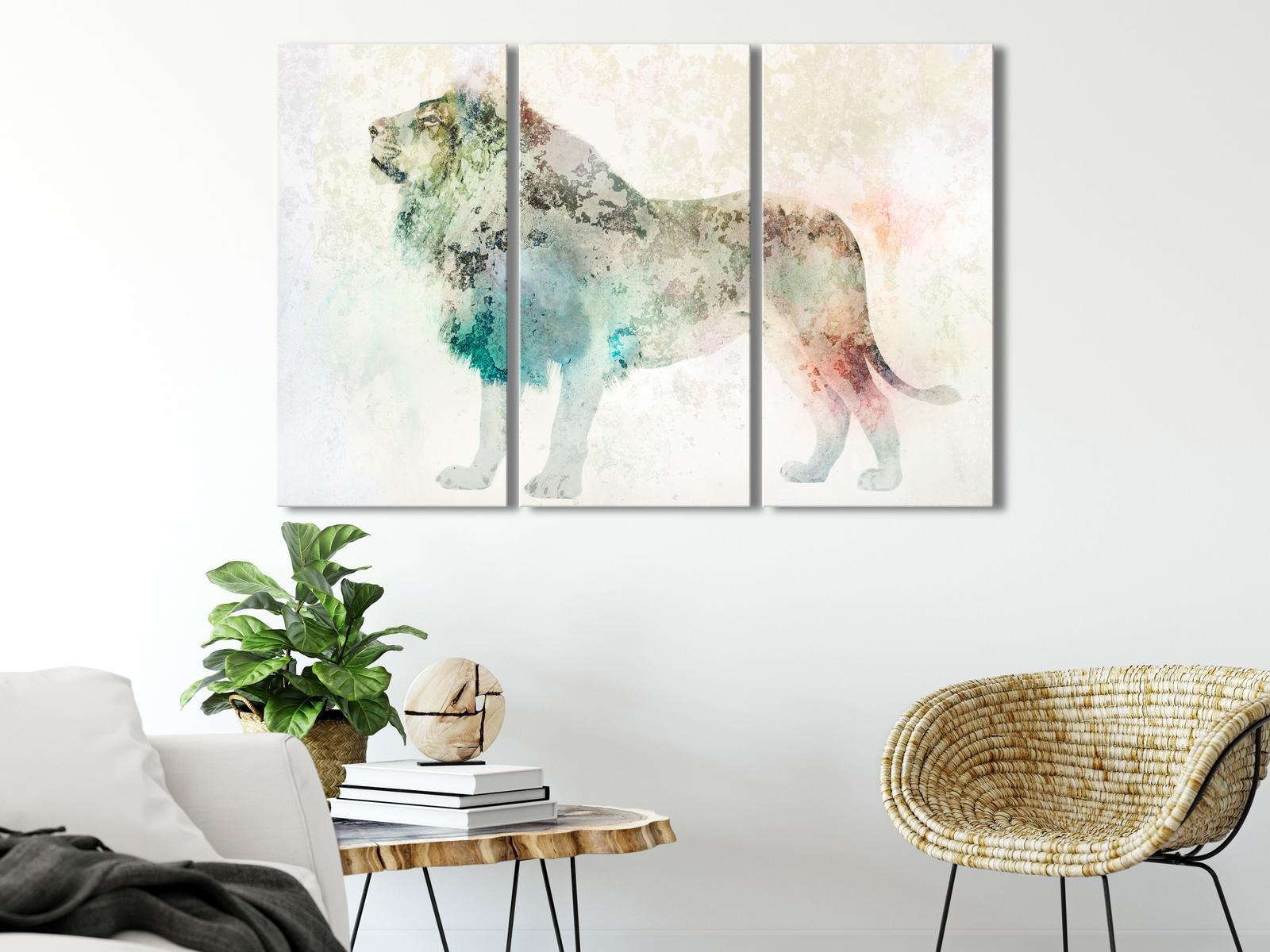 Stretched Canvas Animal Art - Colourful King