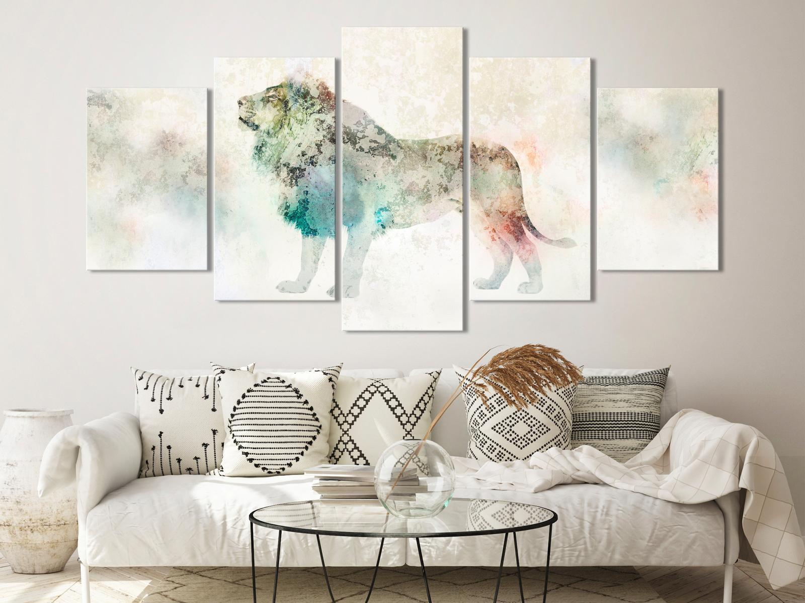 Stretched Canvas Animal Art - Colourful King Wide