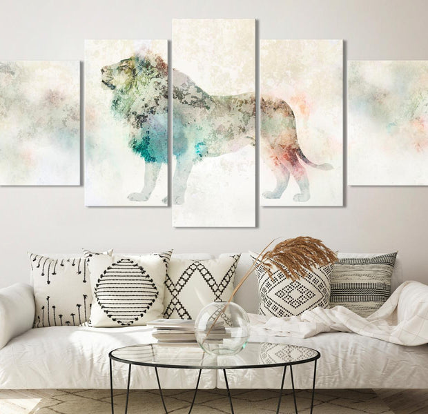 Stretched Canvas Animal Art - Colourful King Wide