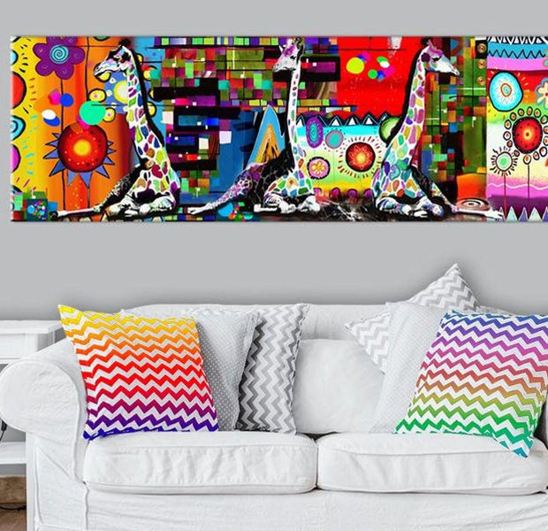 Stretched Canvas Animal Art - Colourful Savannah