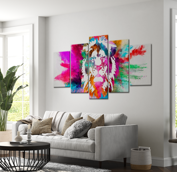 Animal Canvas Wall Art - Colours Of The King - 5 Pieces