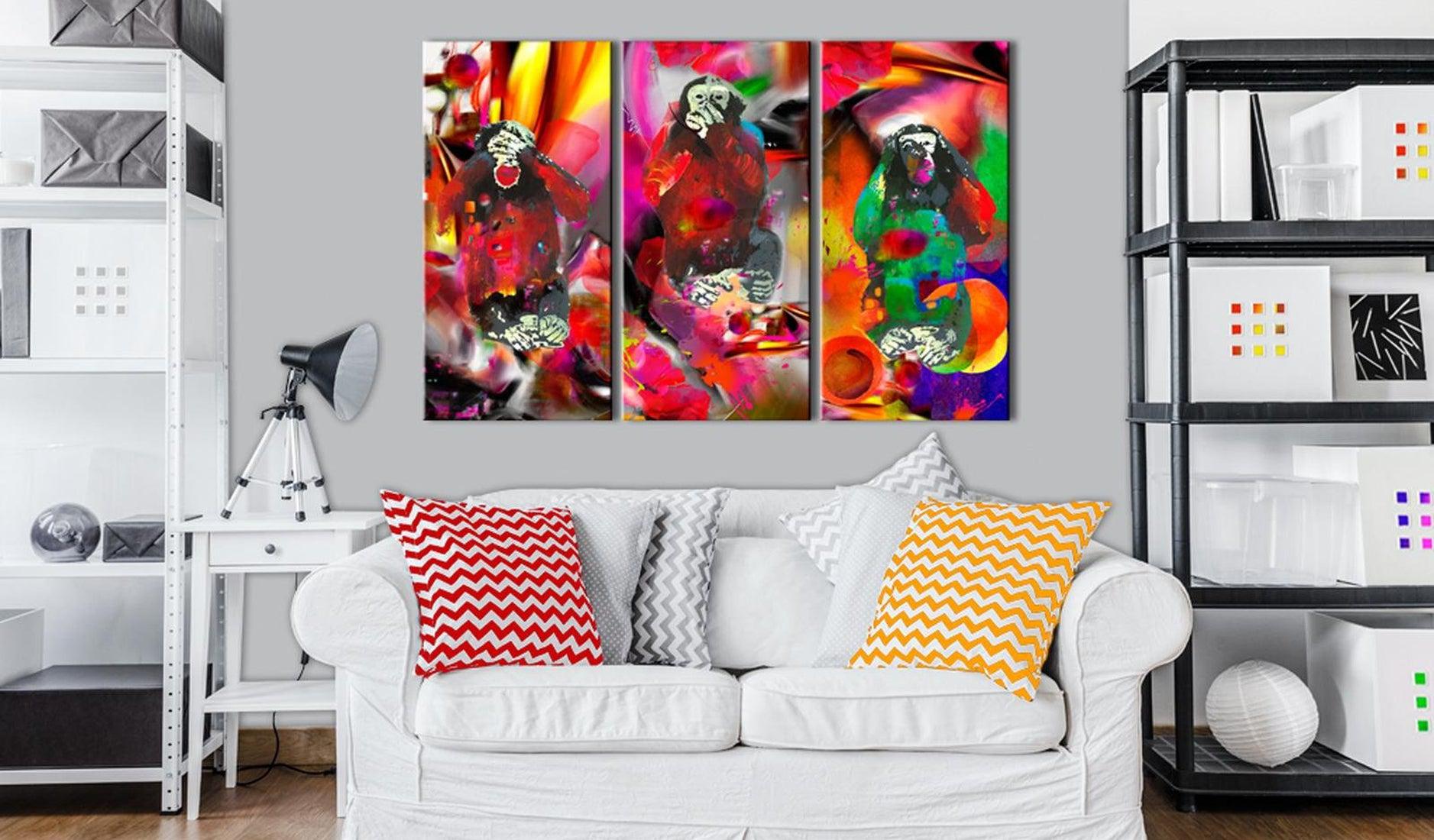 Stretched Canvas Animal Art - Crazy Monkeys