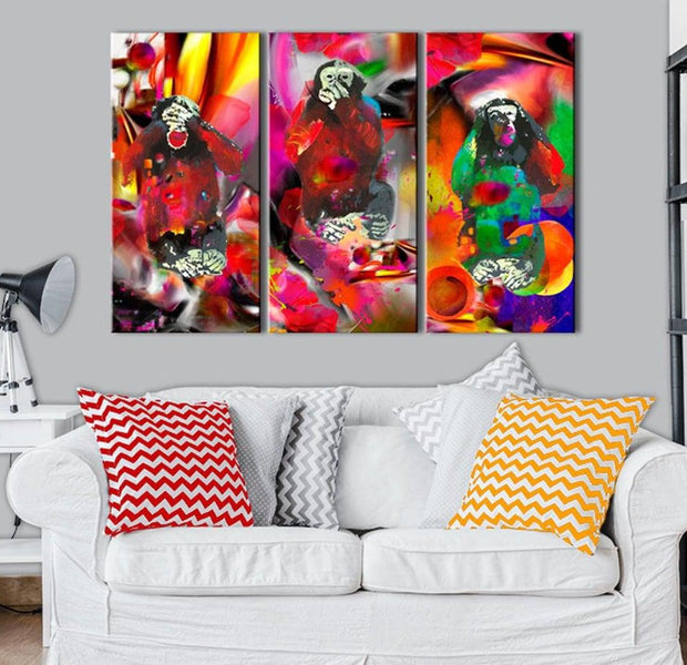 Stretched Canvas Animal Art - Crazy Monkeys