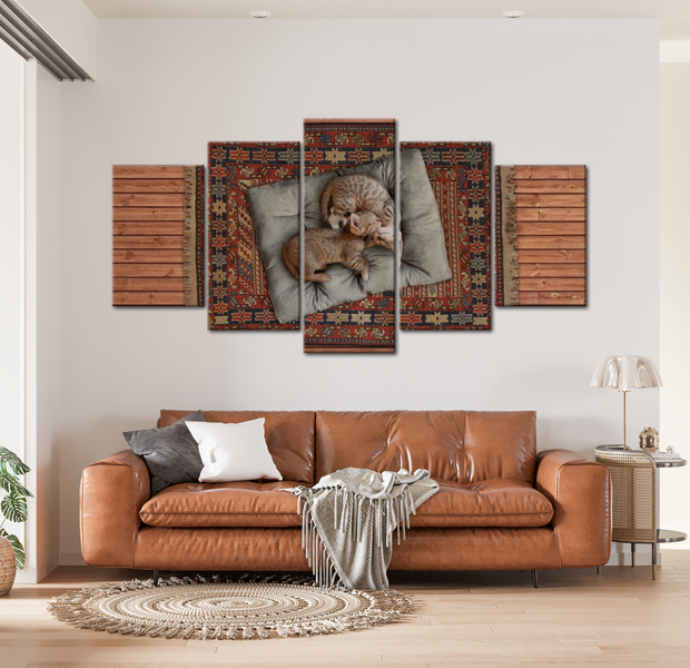 Animal Canvas Wall Art - Cute Kittens - 5 Pieces