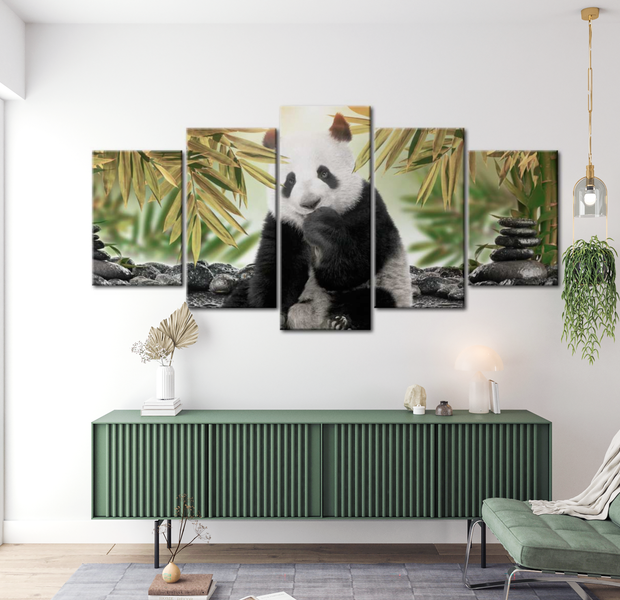 Animal Canvas Wall Art - Cute Panda Bear - 5 Pieces