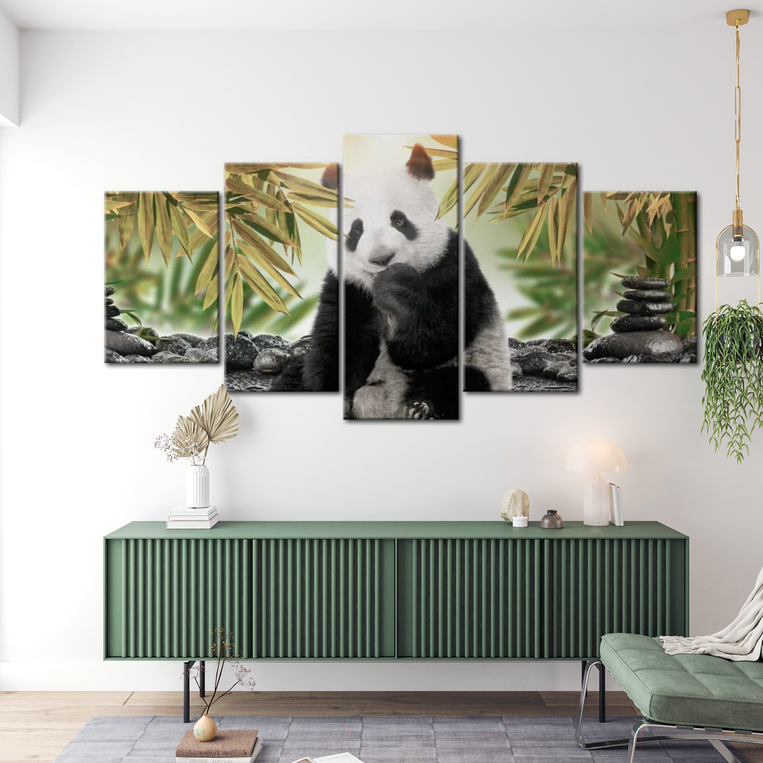Animal Canvas Wall Art - Cute Panda Bear - 5 Pieces