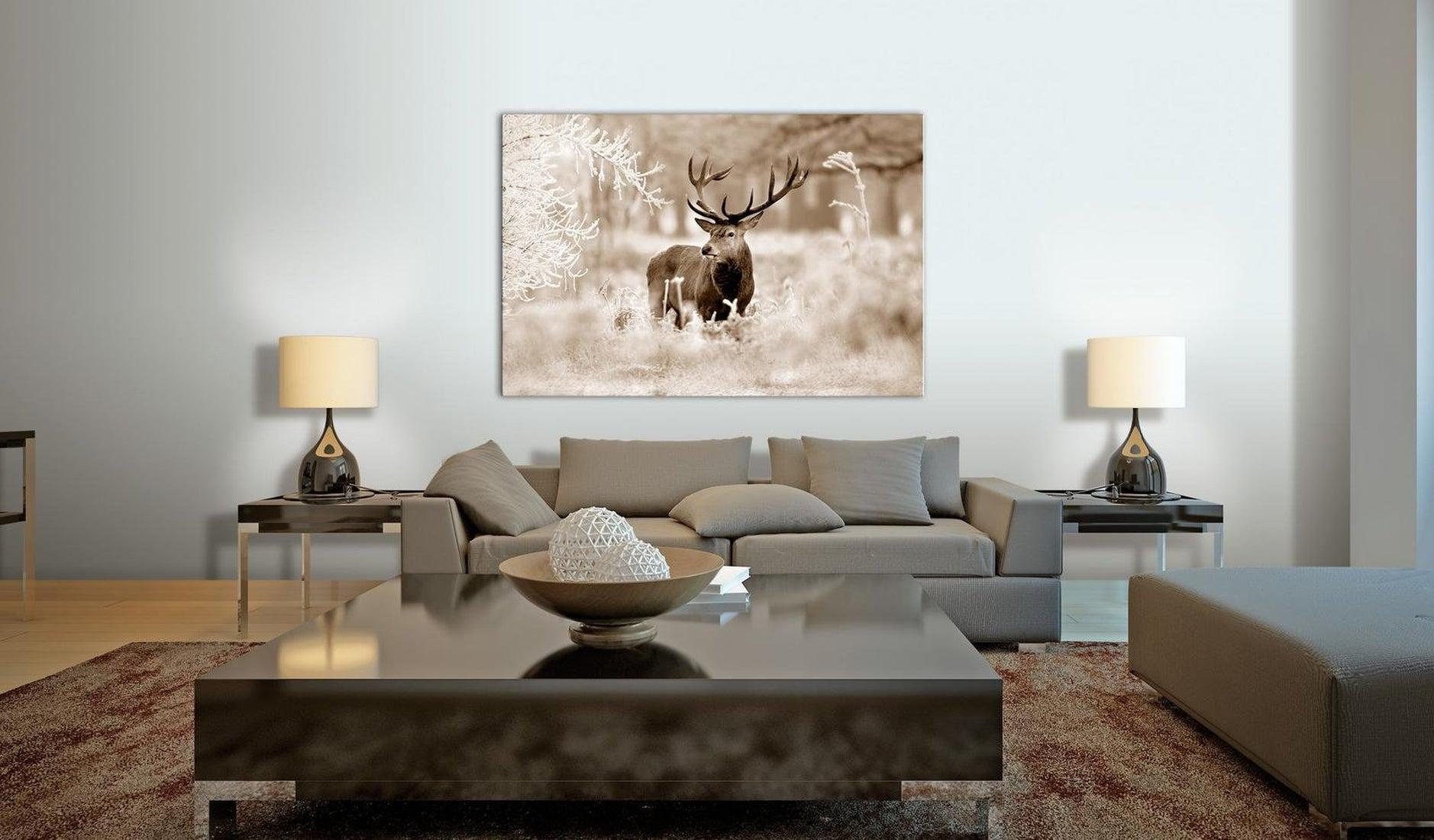 Stretched Canvas Animal Art - Deer In Sepia