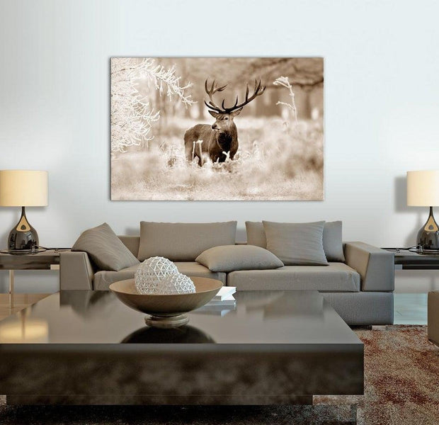 Stretched Canvas Animal Art - Deer In Sepia