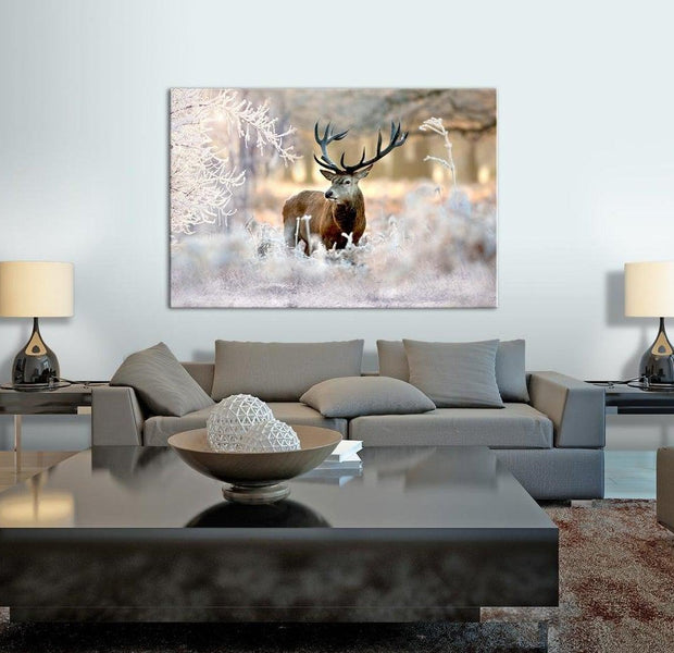 Stretched Canvas Animal Art - Deer In The Cold