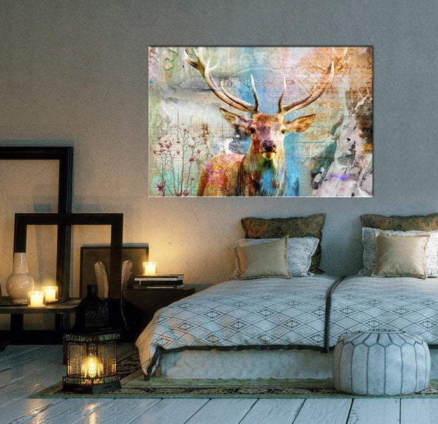 Stretched Canvas Animal Art - Deer On Wood