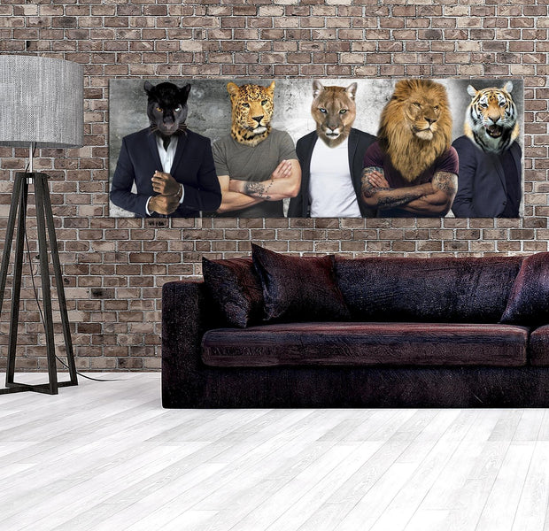 Stretched Canvas Animal Art - Different Faces Narrow