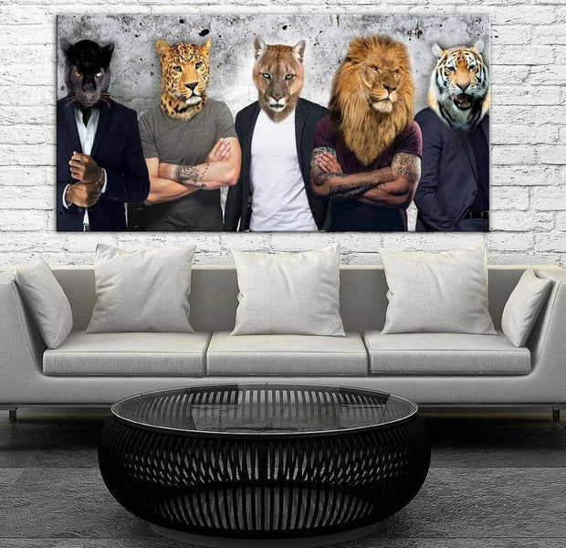 Stretched Canvas Animal Art - Different Faces Wide