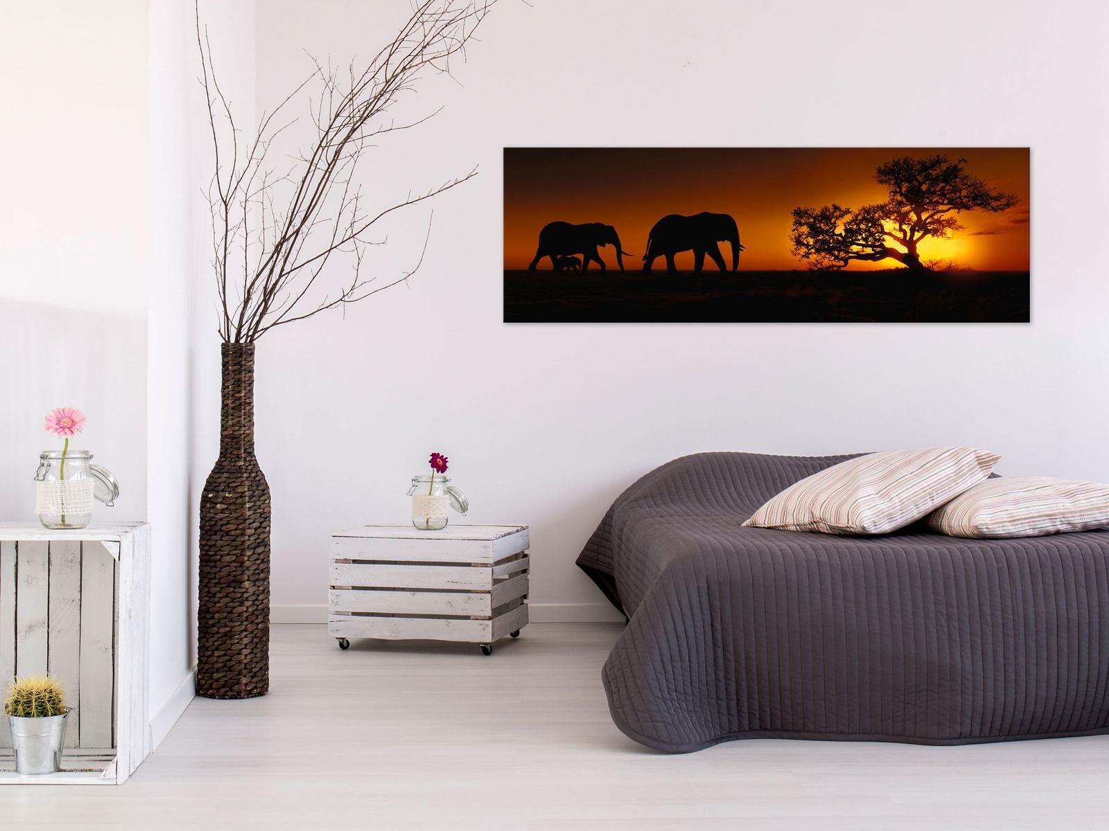 Stretched Canvas Animal Art - Elephant Family