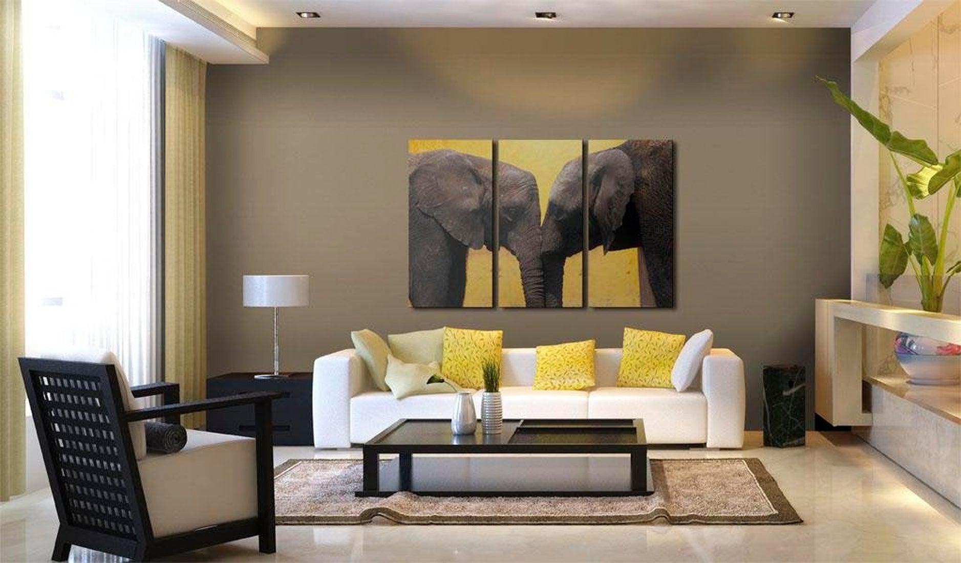 Stretched Canvas Animal Art - Elephant Kiss