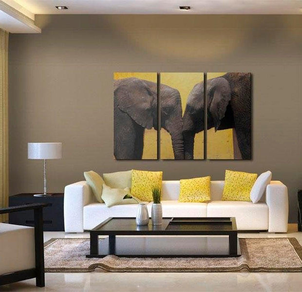 Stretched Canvas Animal Art - Elephant Kiss