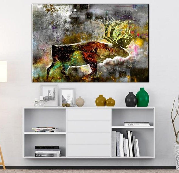 Stretched Canvas Animal Art - Emerald Caribou