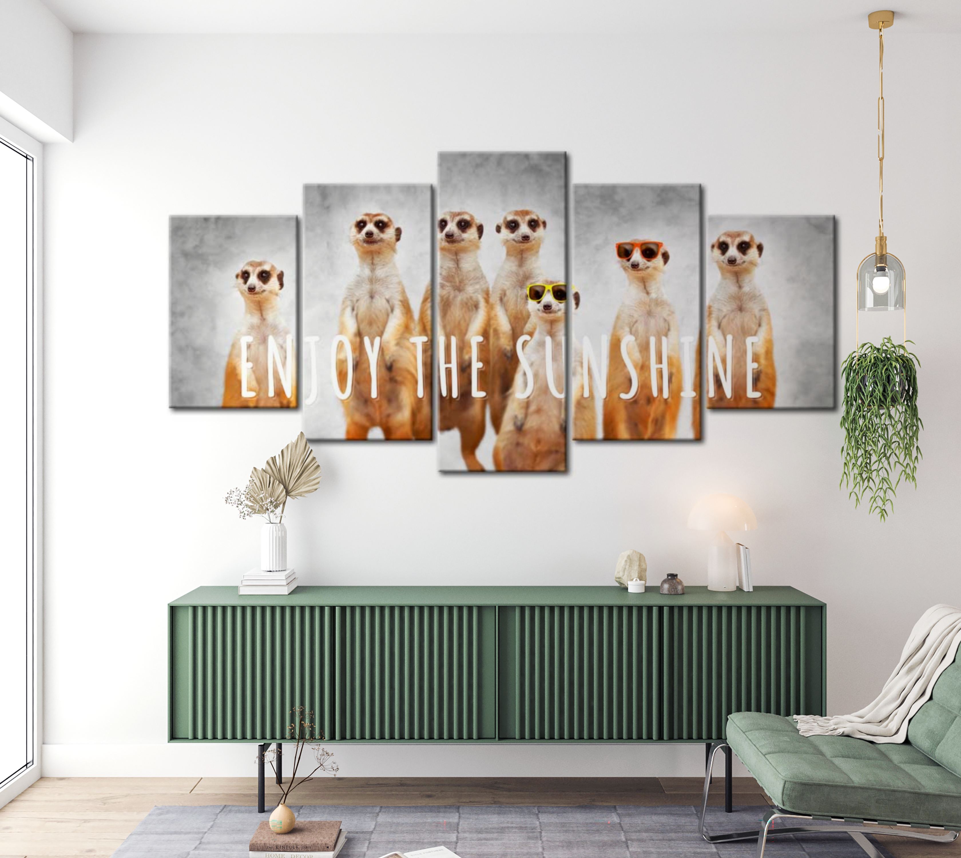 Animal Canvas Wall Art - Enjoy The Sunshine - 5 Pieces