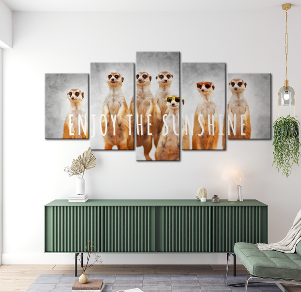 Animal Canvas Wall Art - Enjoy The Sunshine - 5 Pieces