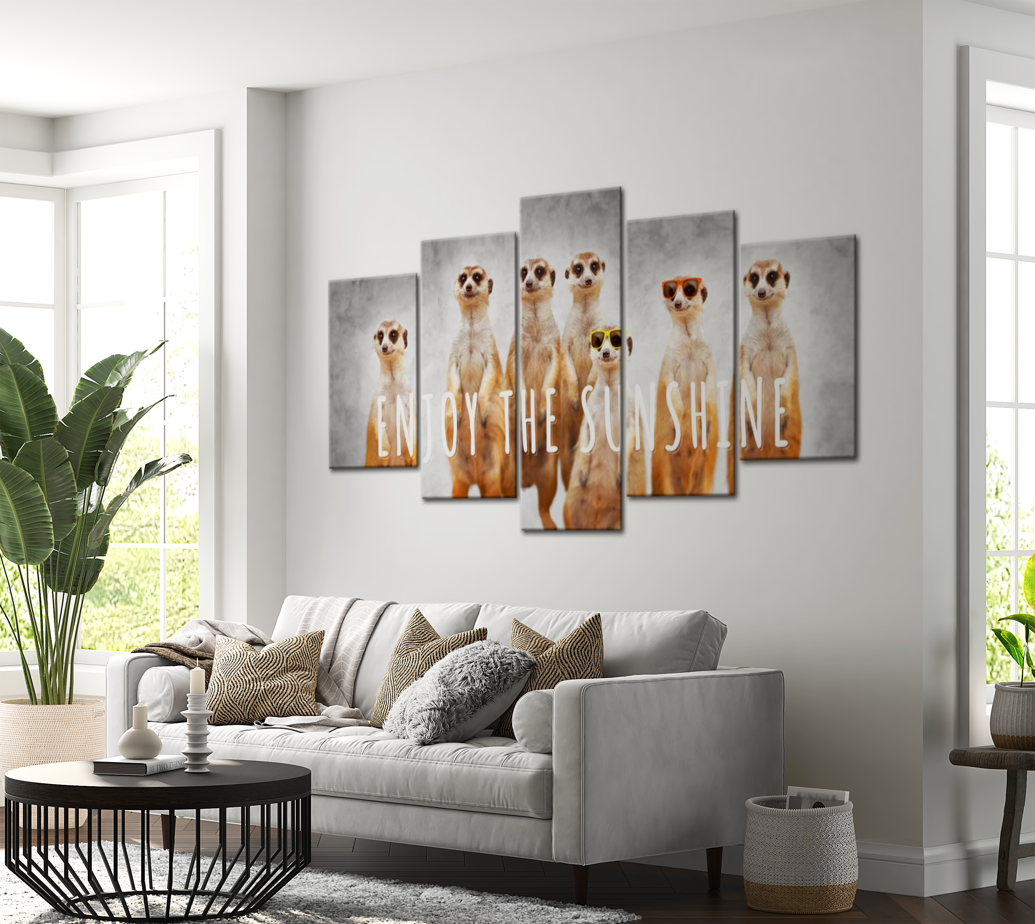 Animal Canvas Wall Art - Enjoy The Sunshine - 5 Pieces