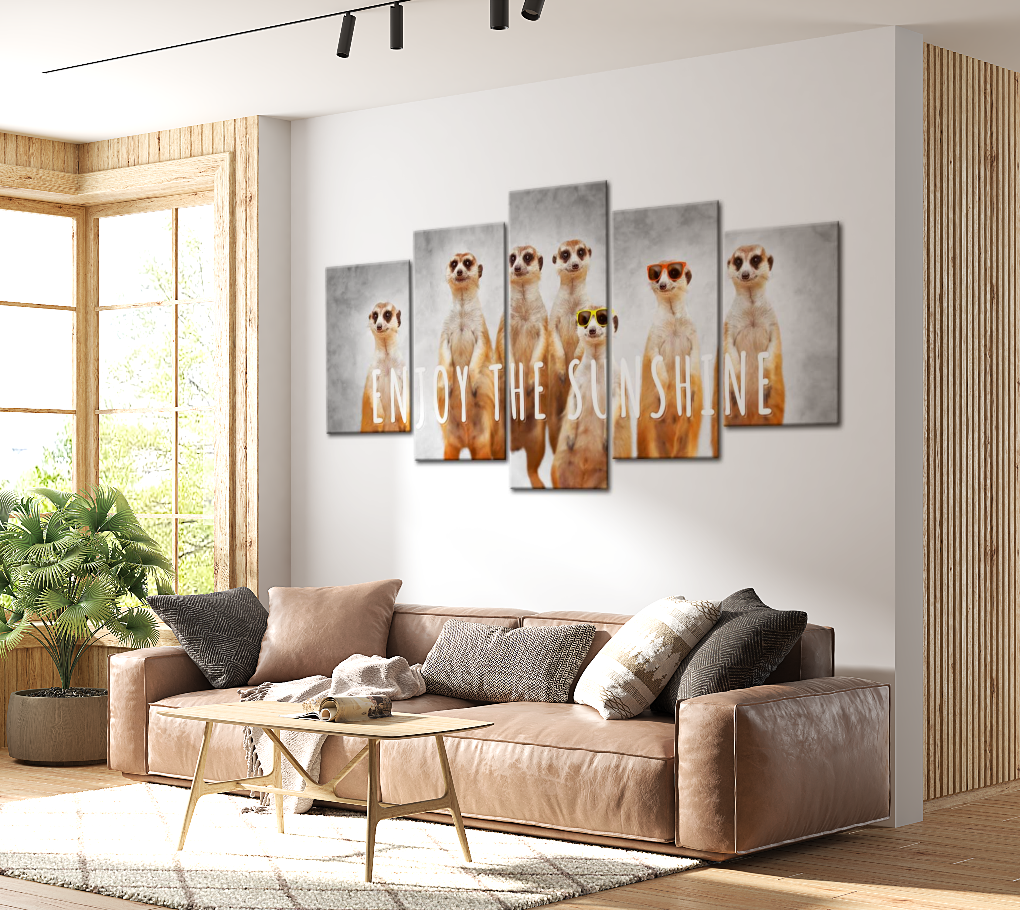 Animal Canvas Wall Art - Enjoy The Sunshine - 5 Pieces