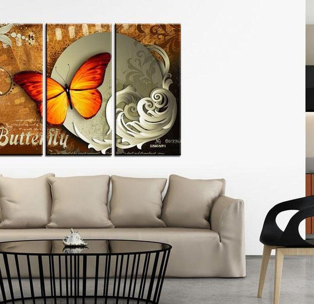 Stretched Canvas Animal Art - Fiery Butterfly And Full Moon