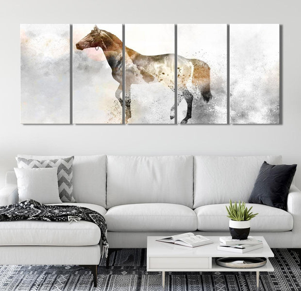 Stretched Canvas Animal Art - Fiery Steed Narrow
