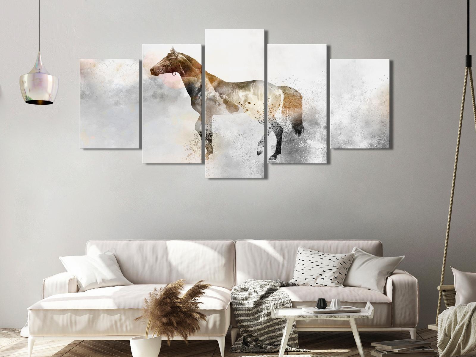 Stretched Canvas Animal Art - Fiery Steed Wide