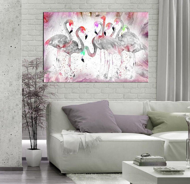 Stretched Canvas Animal Art - Flamingoes Family