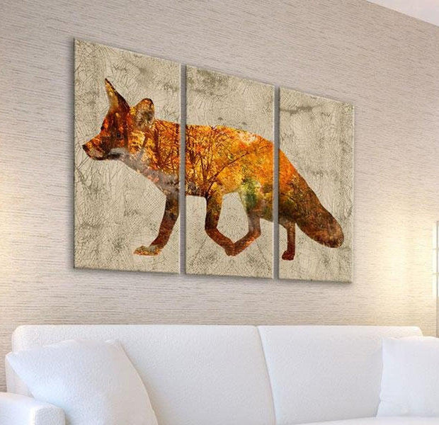 Stretched Canvas Animal Art - Fox In The Wood