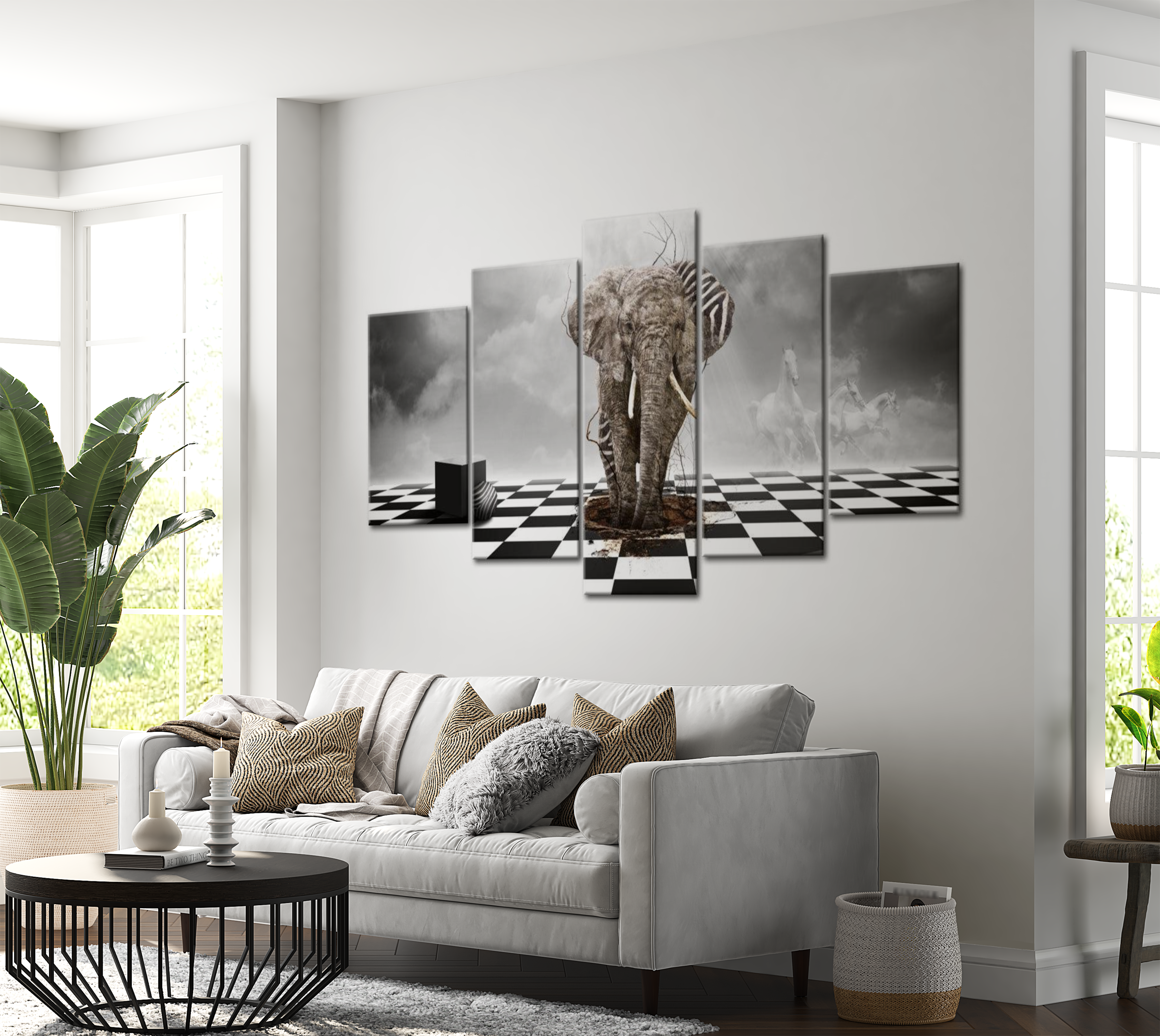 Animal Canvas Wall Art - Getaway From Africa - 5 Pieces