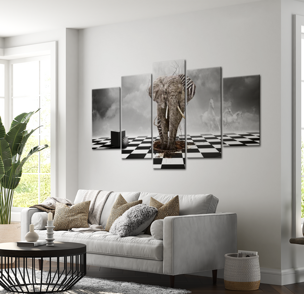 Animal Canvas Wall Art - Getaway From Africa - 5 Pieces