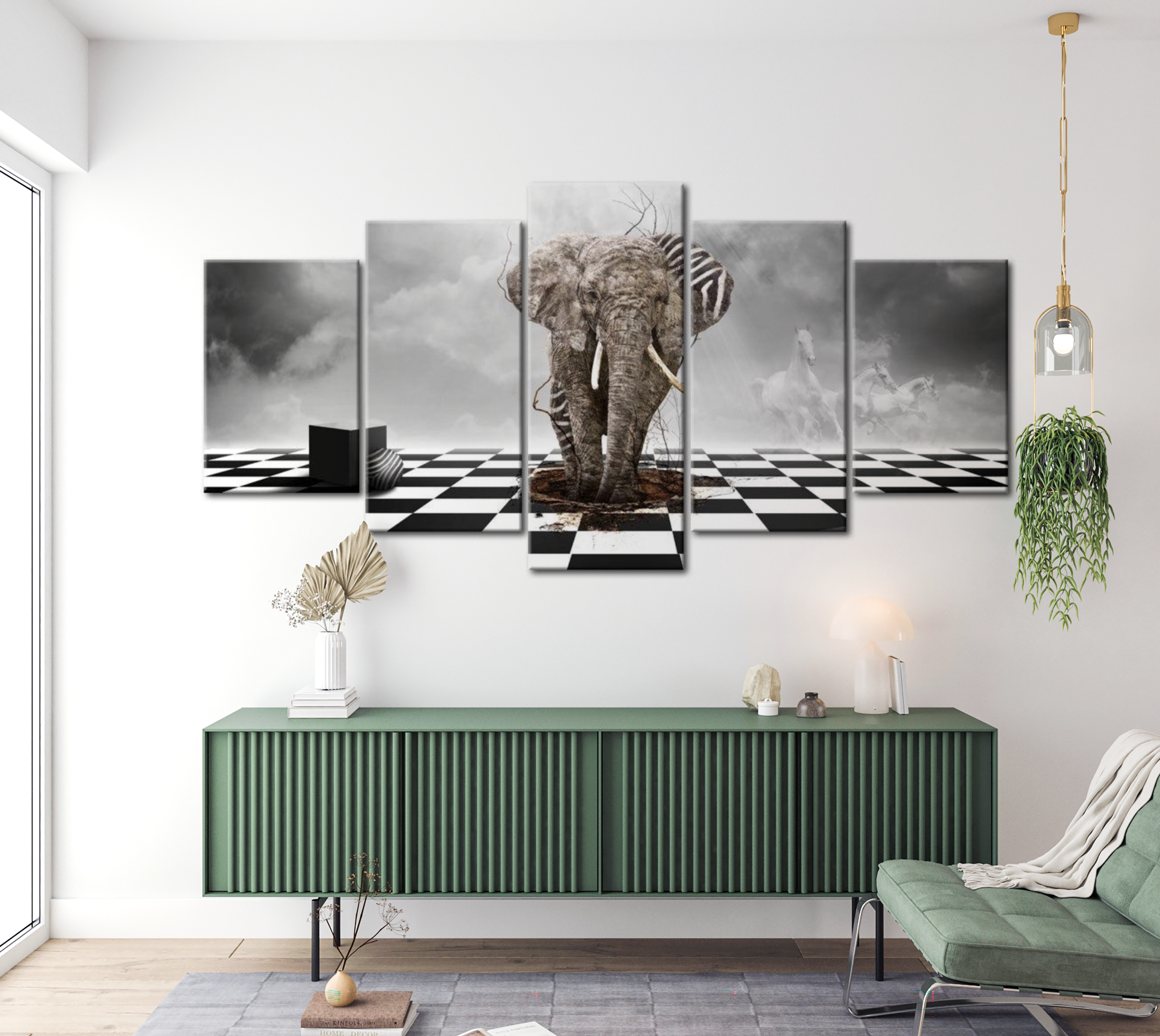 Stretched Canvas Animal Art - Getaway From Africa 40"Wx20"H