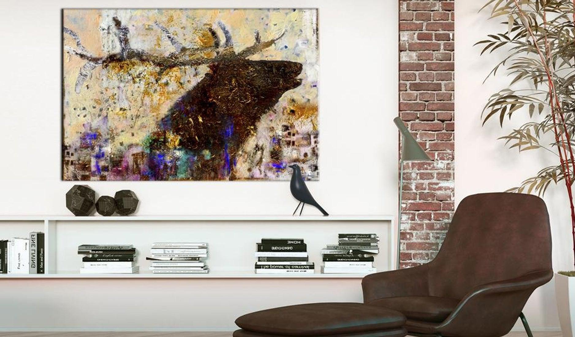 Stretched Canvas Animal Art - Golden Stag