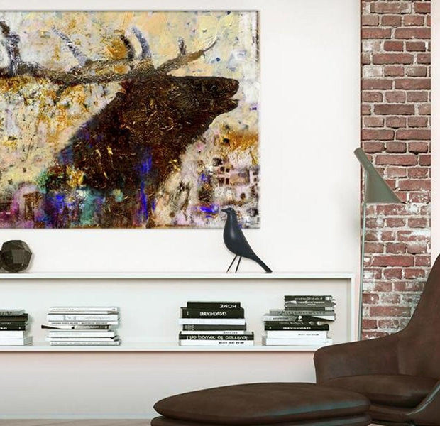 Stretched Canvas Animal Art - Golden Stag