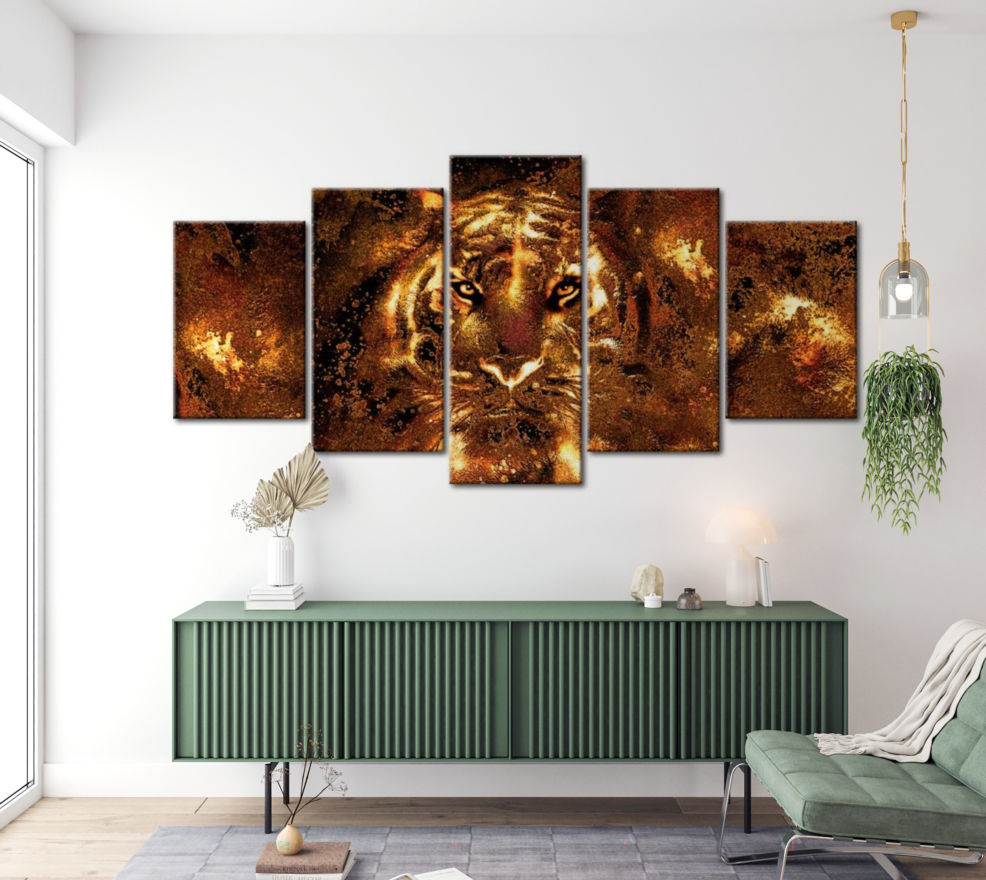 Stretched Canvas Animal Art - Golden Tiger 40"Wx20"H