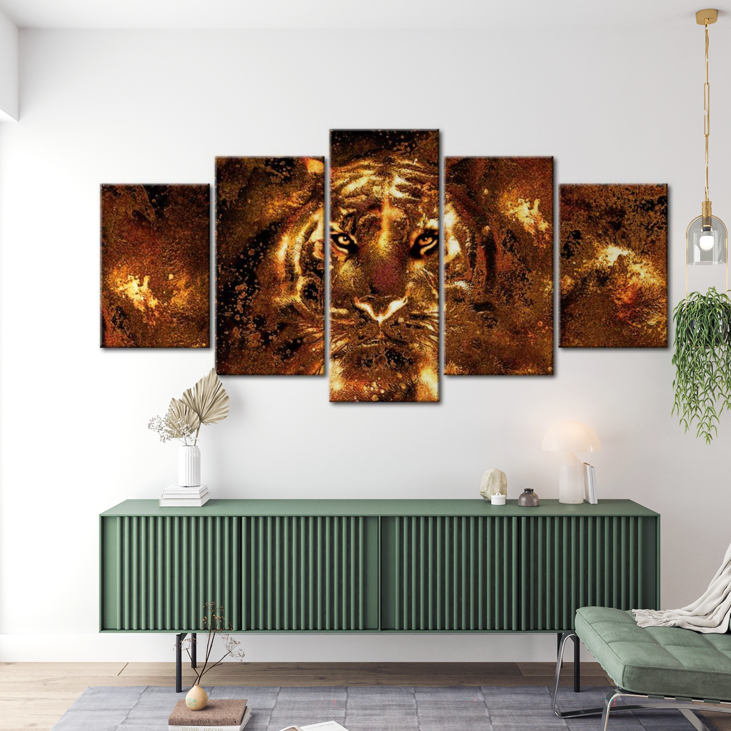 Stretched Canvas Animal Art - Golden Tiger 40"Wx20"H