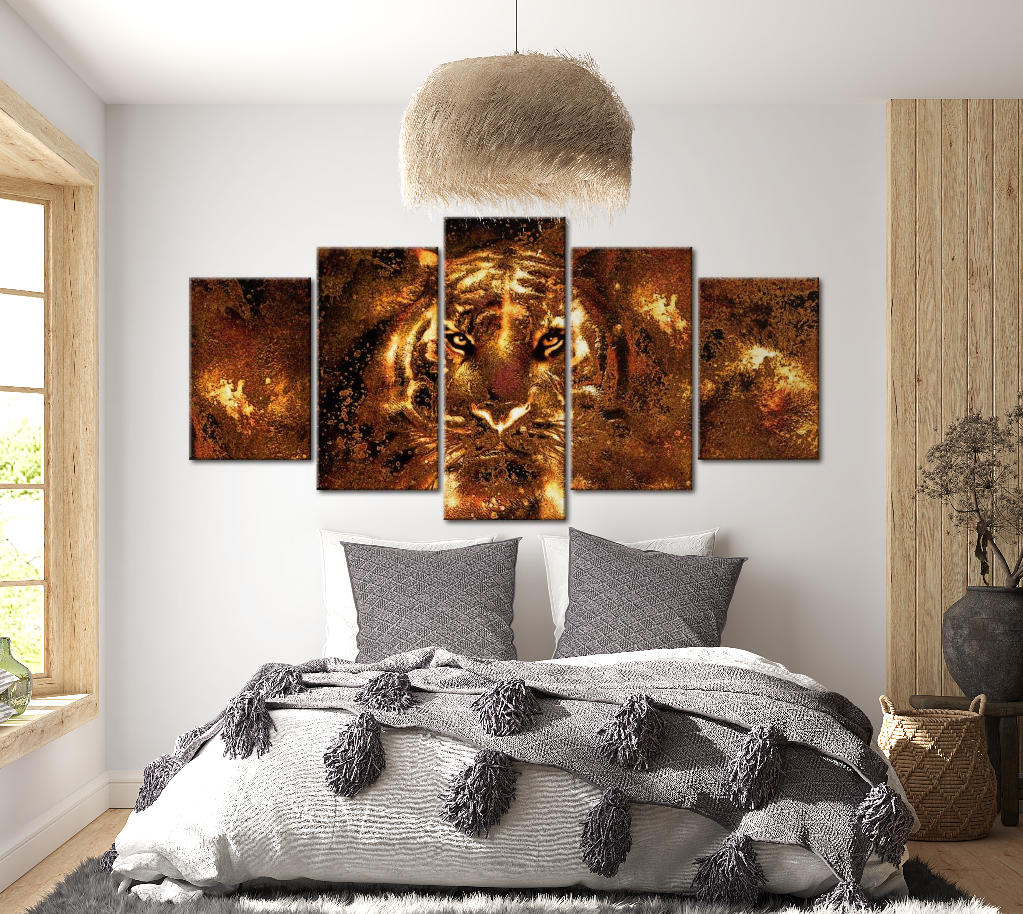 Stretched Canvas Animal Art - Golden Tiger 40"Wx20"H