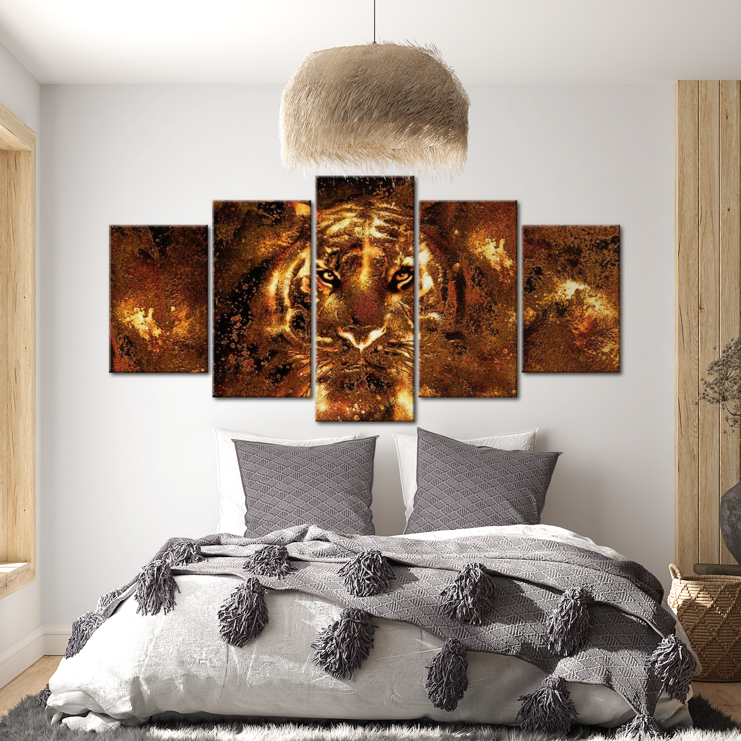 Stretched Canvas Animal Art - Golden Tiger 40"Wx20"H