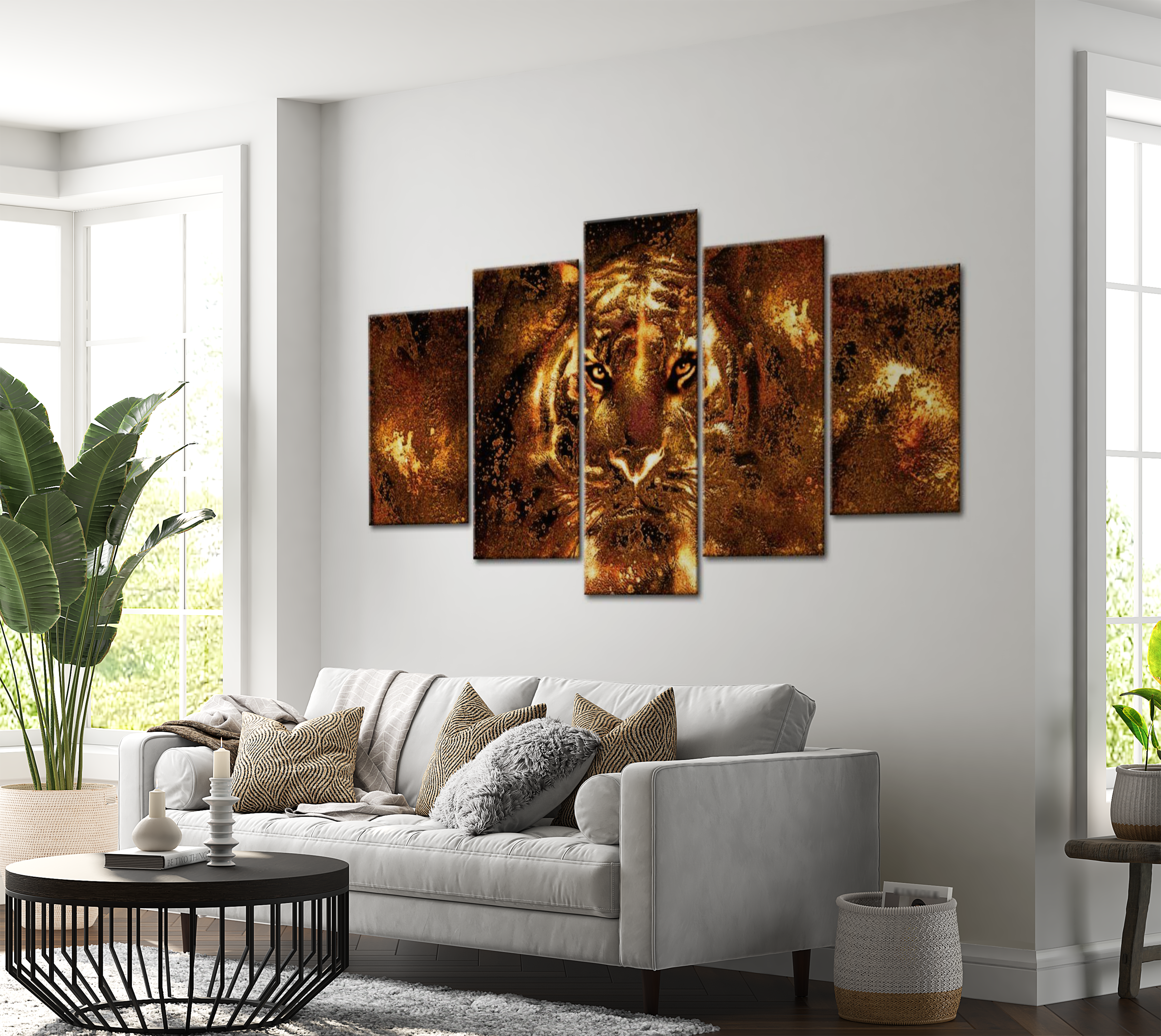 Stretched Canvas Animal Art - Golden Tiger 40"Wx20"H